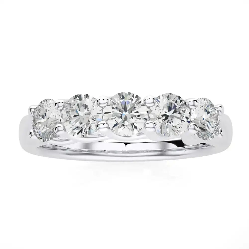 1 CTW 5-Stone Round Diamond Stackable Wedding Band Ring