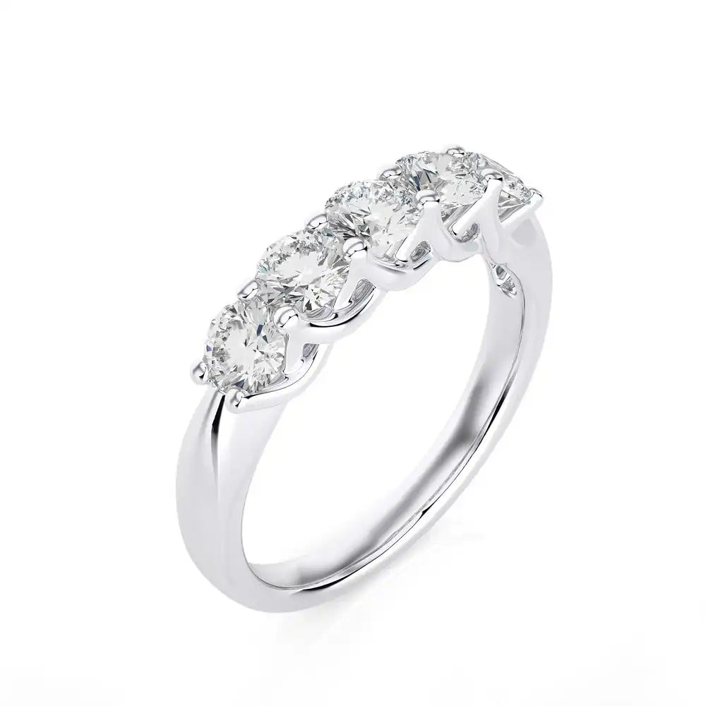 1 CTW 5-Stone Round Diamond Stackable Wedding Band Ring