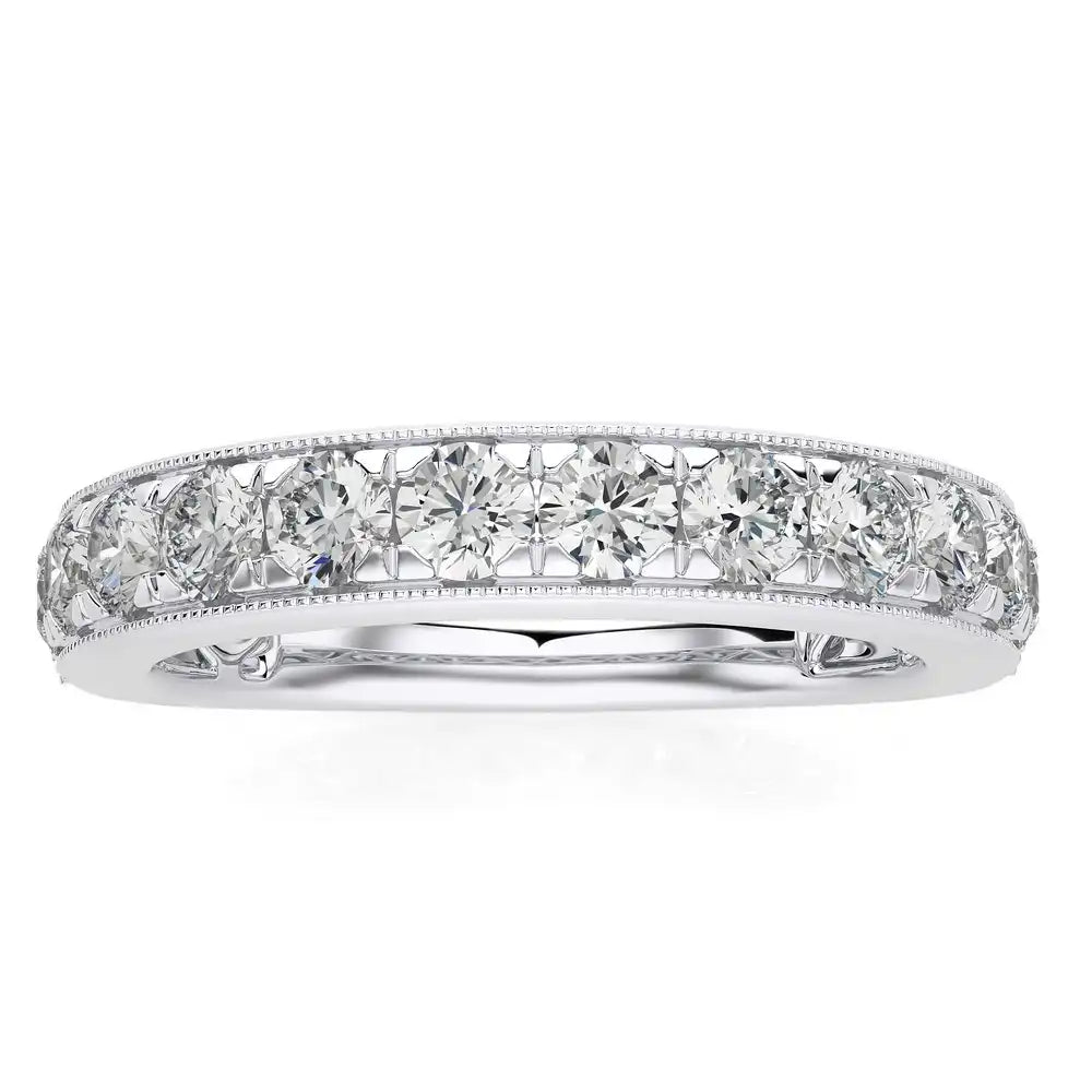 1 CTW Elegant Pave Wedding Band Stackable Ring