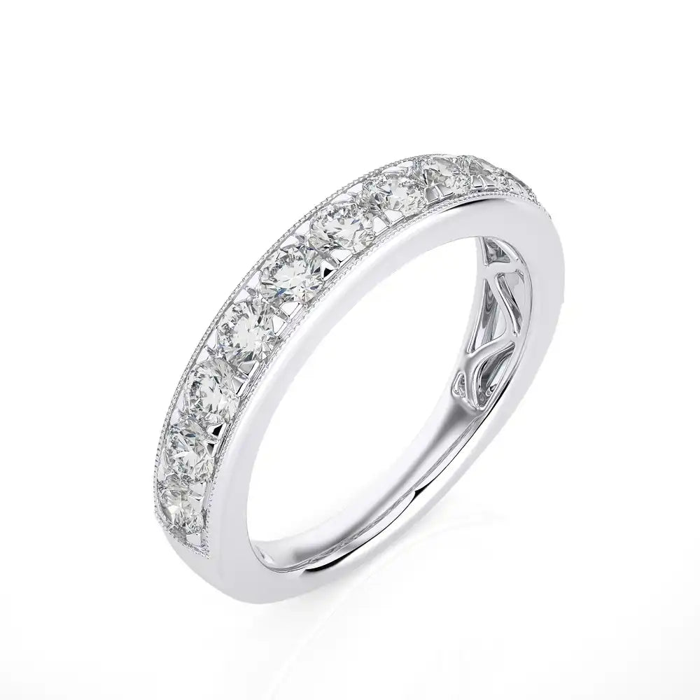 1 CTW Elegant Pave Wedding Band Stackable Ring