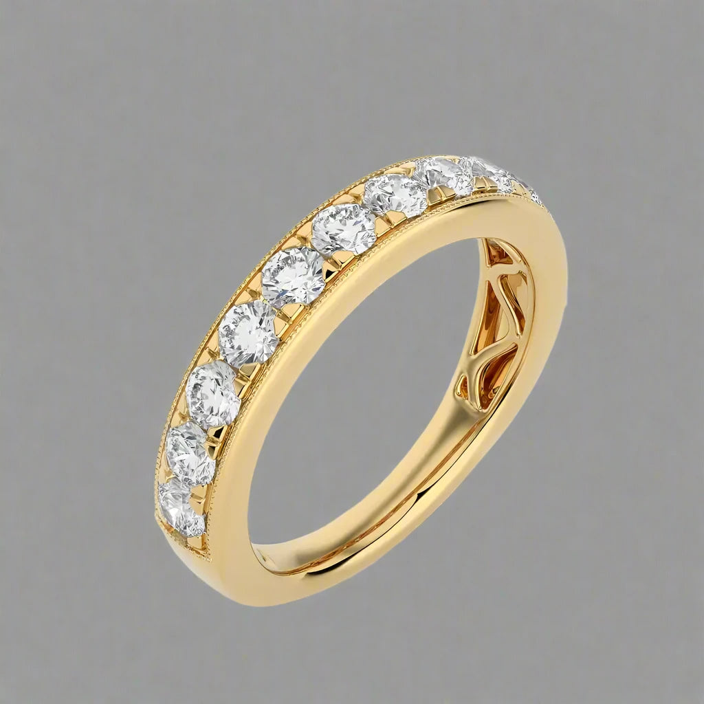 1 CTW Elegant Pave Wedding Band Stackable Ring