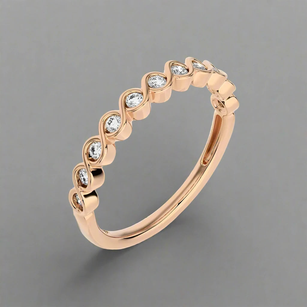 1/4 CTW Infinity Wave Classic Stackable Band Ring