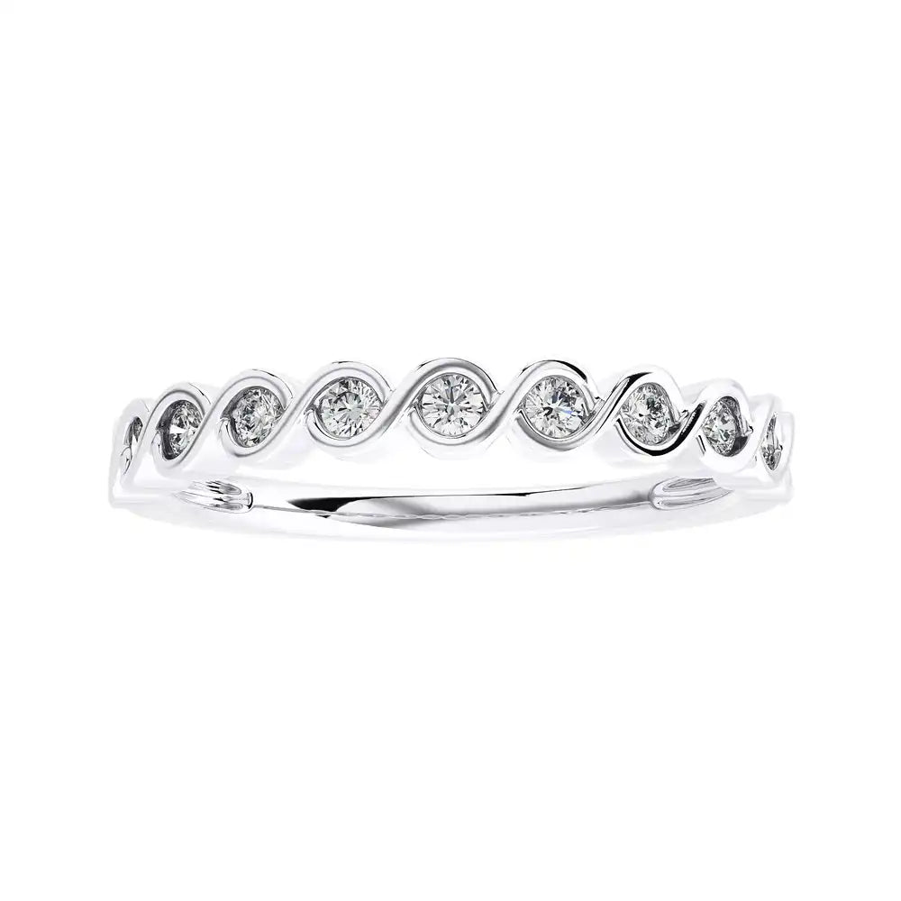 1/4 CTW Infinity Wave Classic Stackable Band Ring