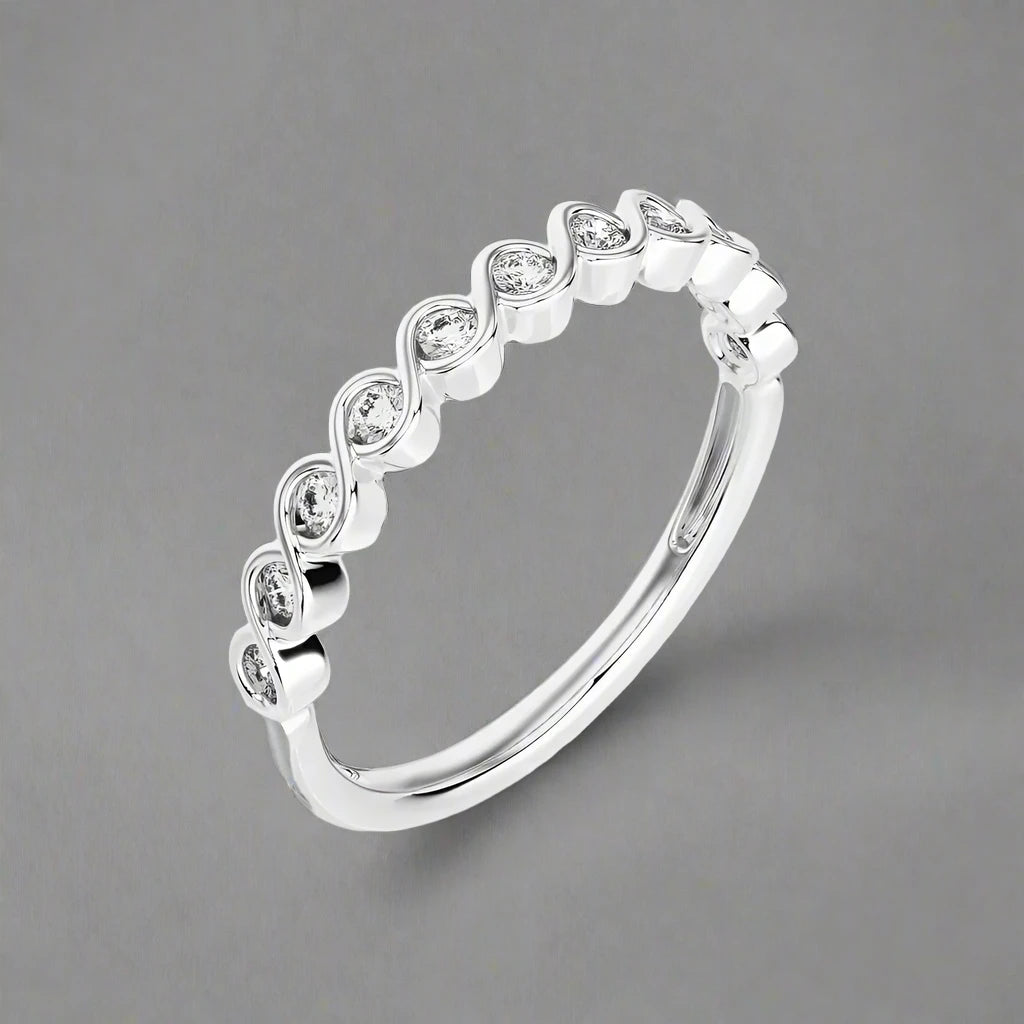 1/4 CTW Infinity Wave Classic Stackable Band Ring