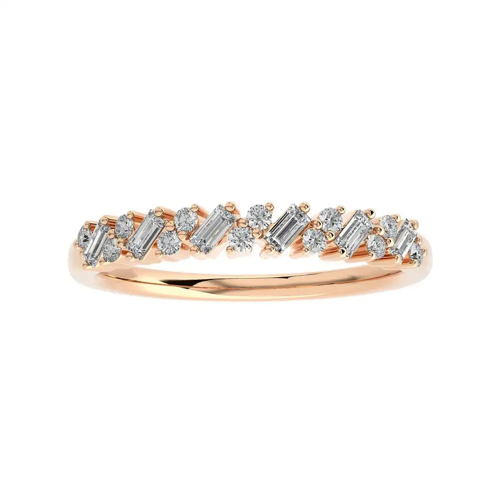 1/4 CTW Baguette & Round Diamond Half Eternity Stackable Band Ring