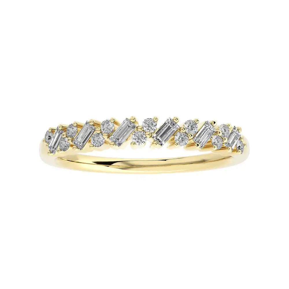 1/4 CTW Baguette & Round Diamond Half Eternity Stackable Band Ring