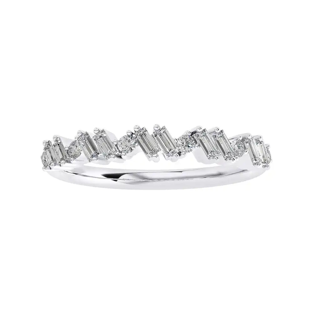 1/3 CTW Elegant Half Eternity Band Ring featuring Baguette Diamonds