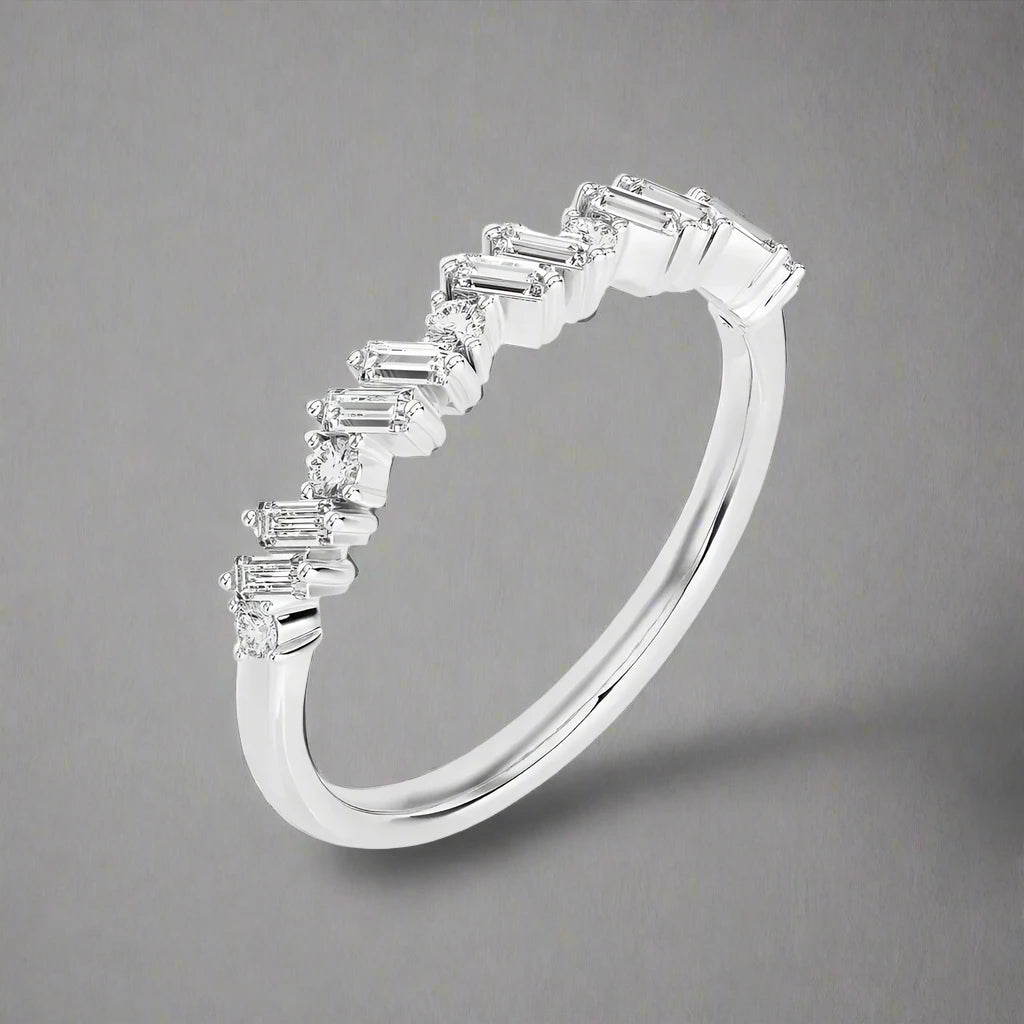 1/3 CTW Elegant Half Eternity Band Ring featuring Baguette Diamonds