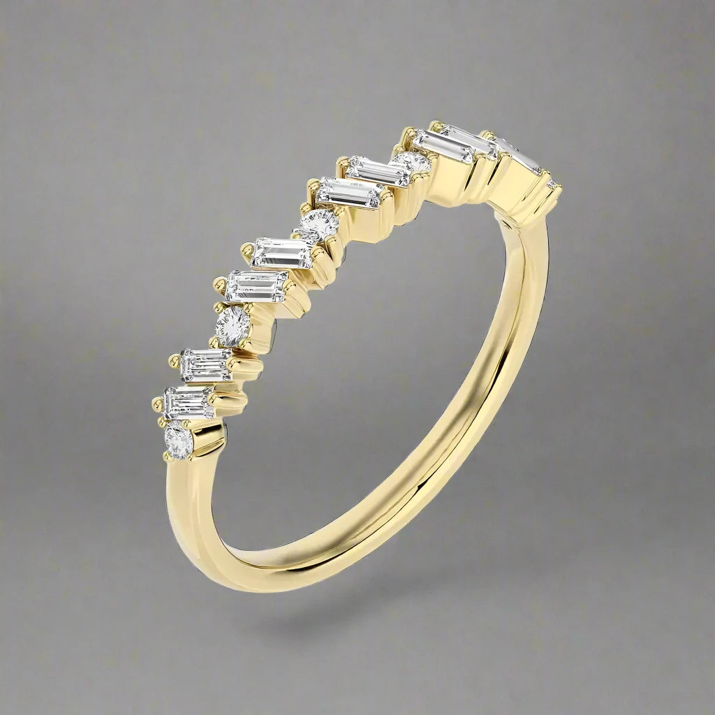 1/3 CTW Elegant Half Eternity Band Ring featuring Baguette Diamonds