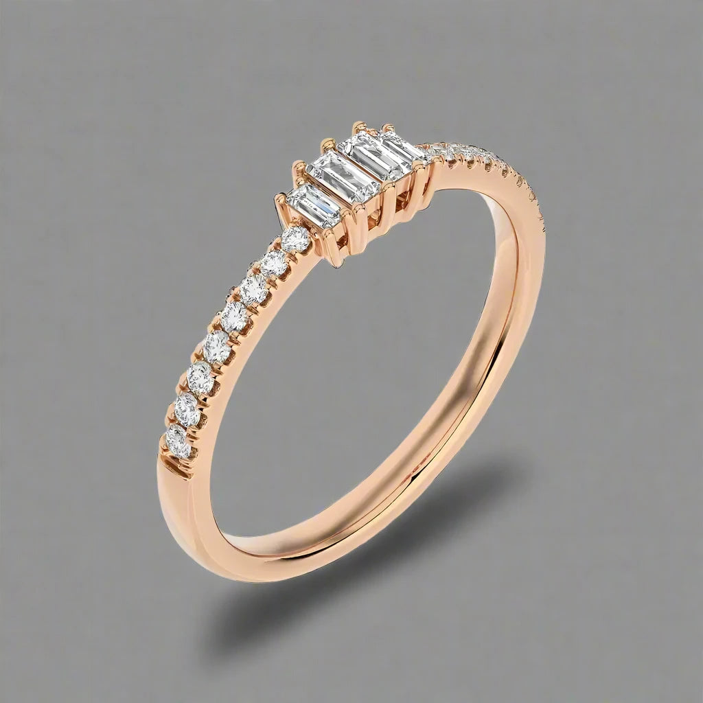 1/4 CTW Stackable Ring with Pave Set Round and a tinge of Baguette Diamonds