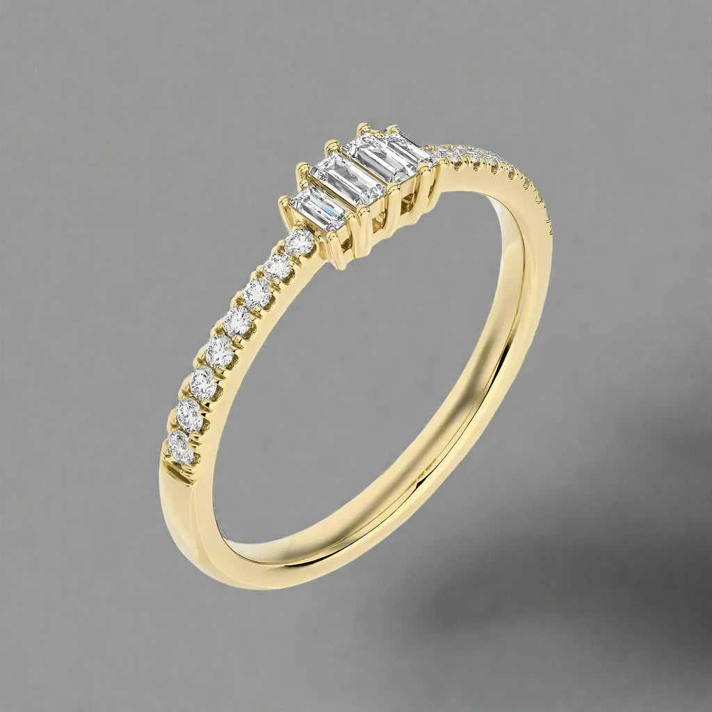 1/4 CTW Stackable Ring with Pave Set Round and a tinge of Baguette Diamonds