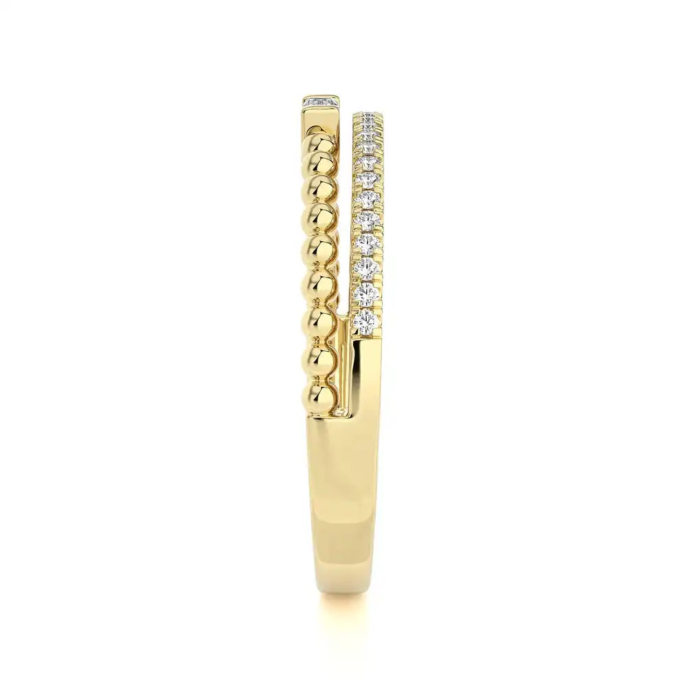 1/6 CTW Gold Ring with Beaded and Accent of Baguette