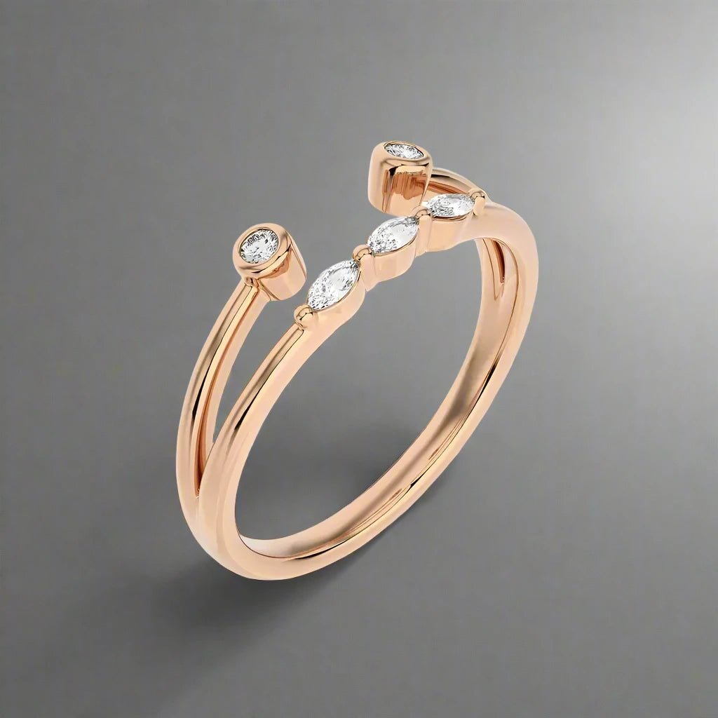 1/8 CTW Round & Marquese Diamonds set in Delicate Fashion Ring.