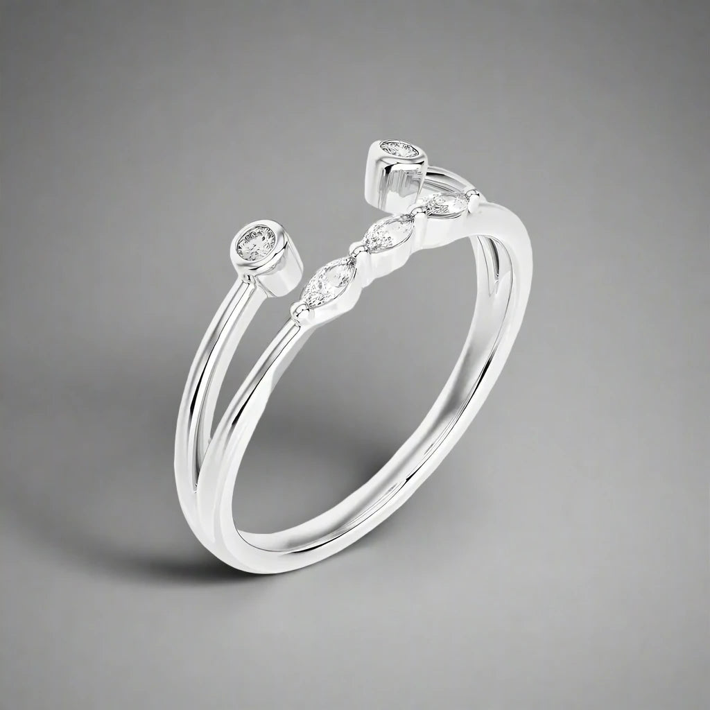 1/8 CTW Round & Marquese Diamonds set in Delicate Fashion Ring.