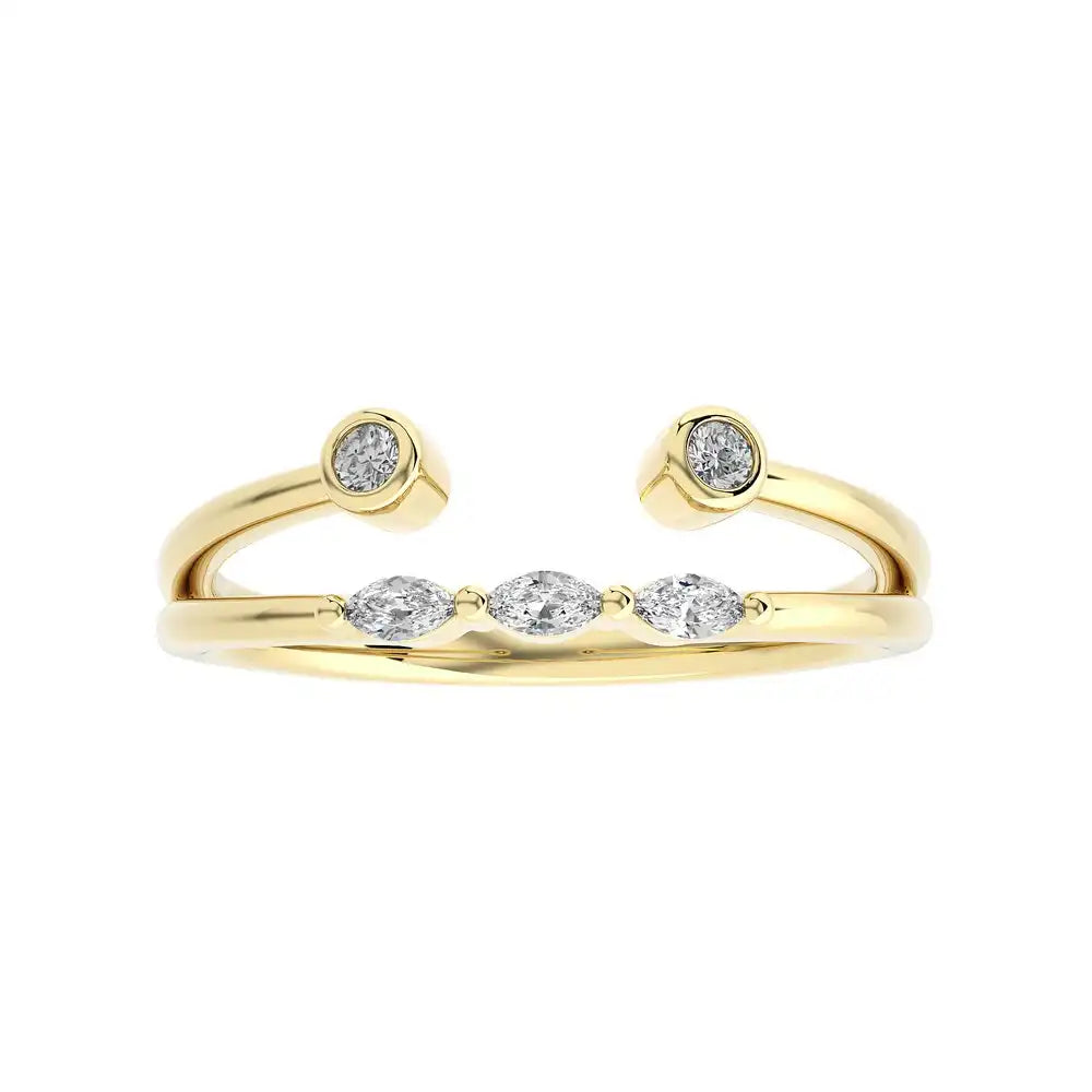 1/8 CTW Round & Marquese Diamonds set in Delicate Fashion Ring.