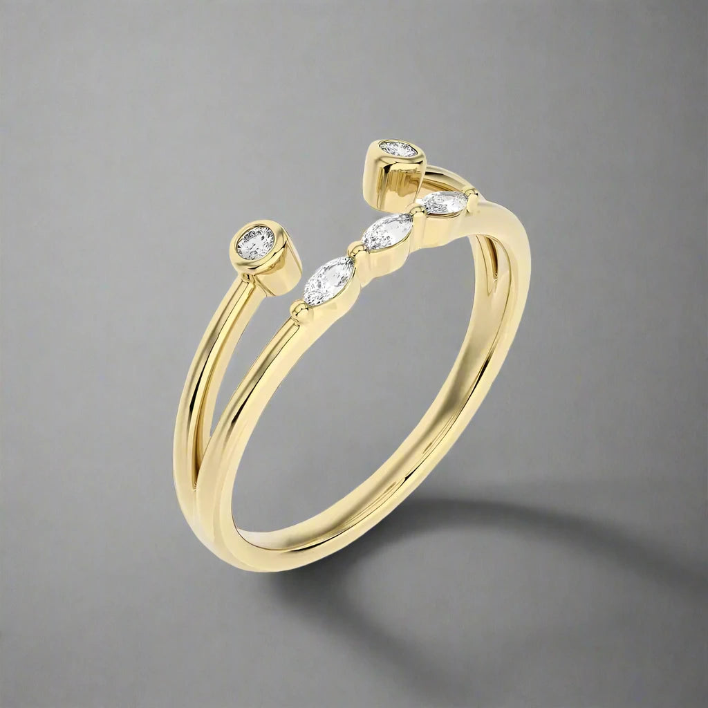 1/8 CTW Round & Marquese Diamonds set in Delicate Fashion Ring.