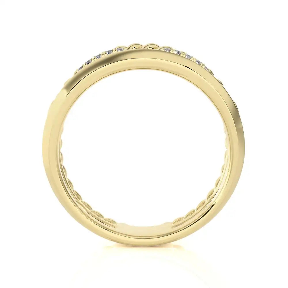 1/5 CTW  Twisted Gold Diamond Link Rope Ring