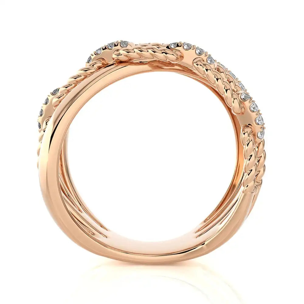 3/4 CTW Pave Diamond Link Criss Cross Ring