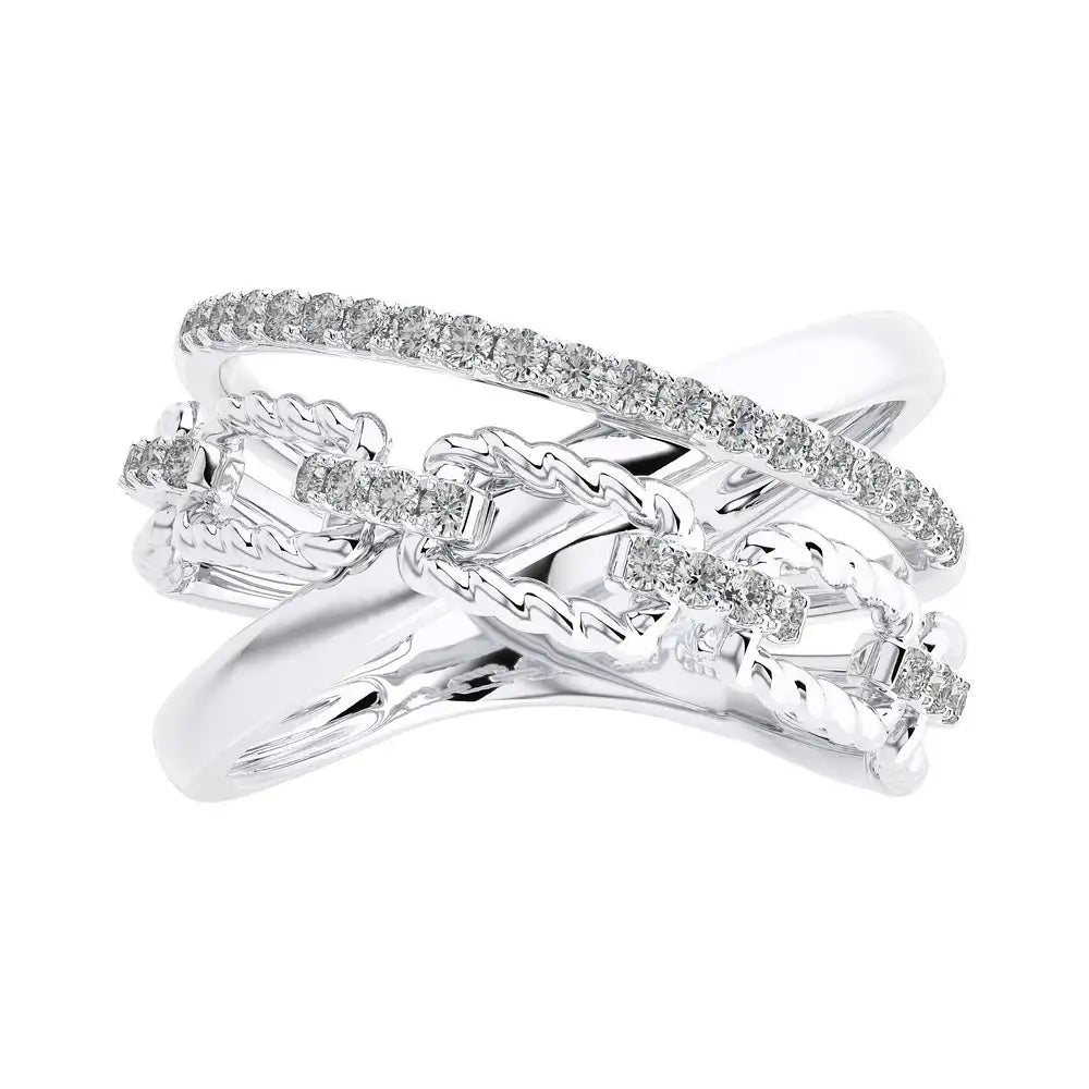 3/4 CTW Pave Diamond Link Criss Cross Ring