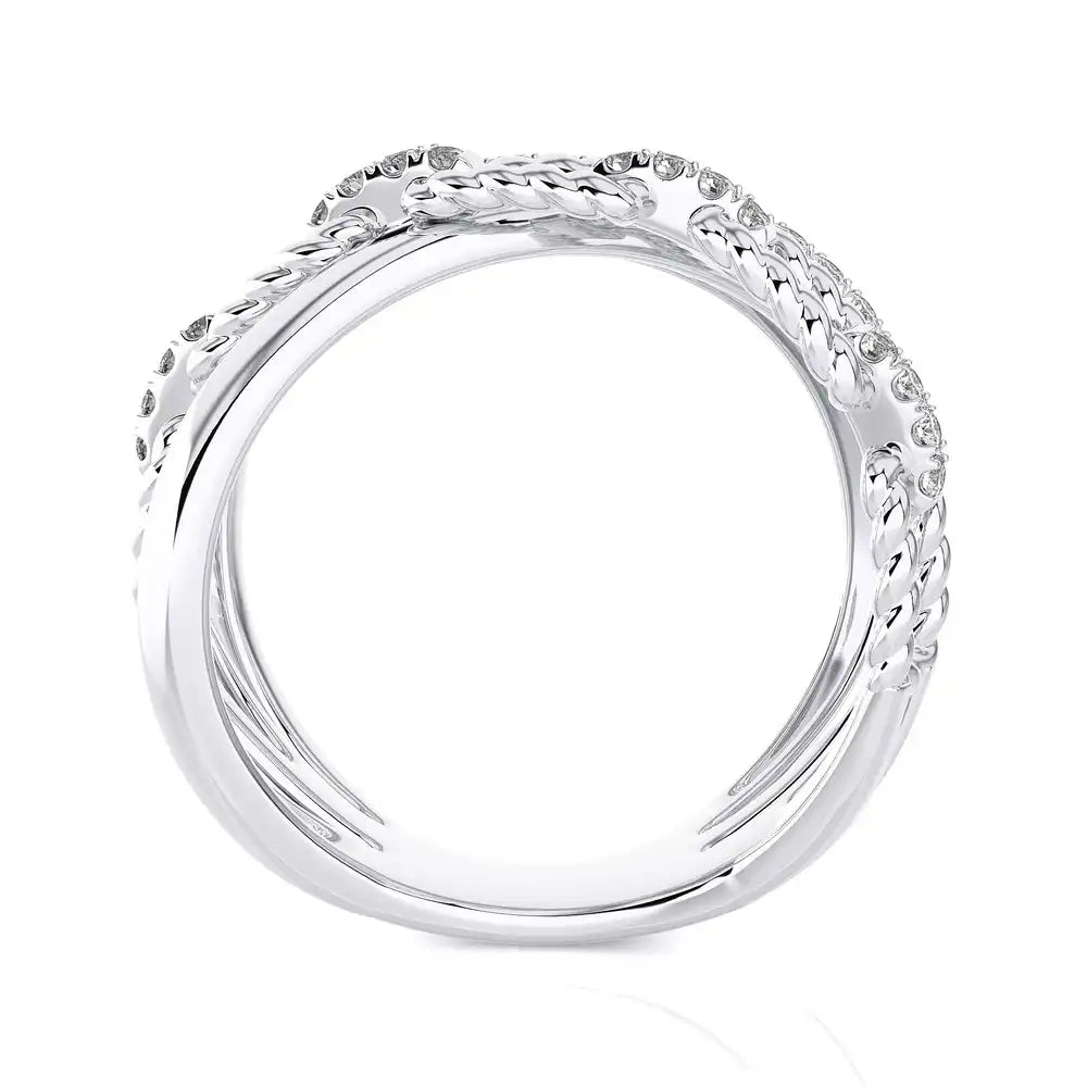 3/4 CTW Pave Diamond Link Criss Cross Ring