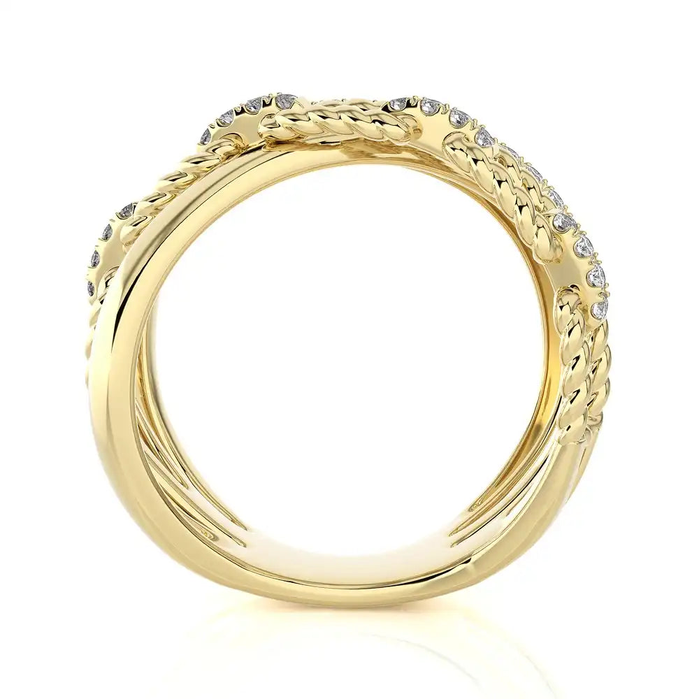 3/4 CTW Pave Diamond Link Criss Cross Ring