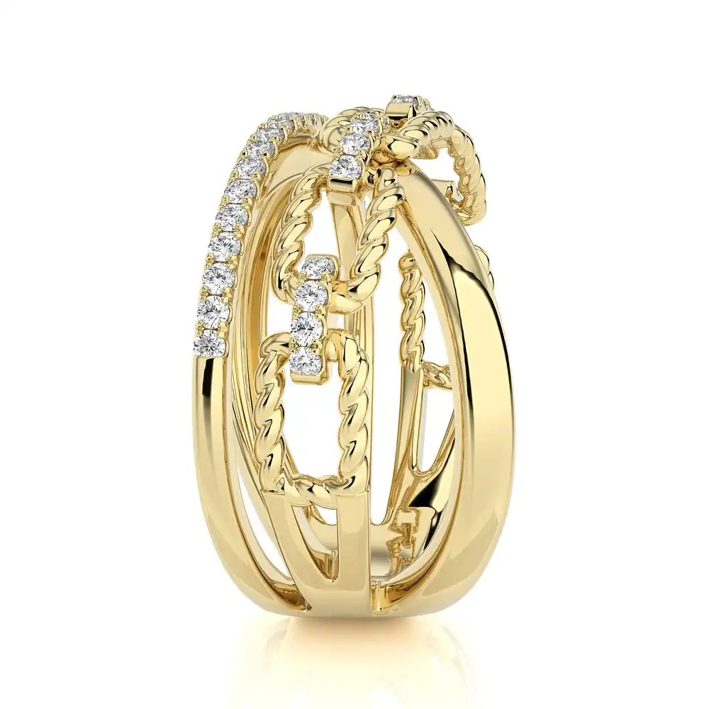 3/4 CTW Pave Diamond Link Criss Cross Ring