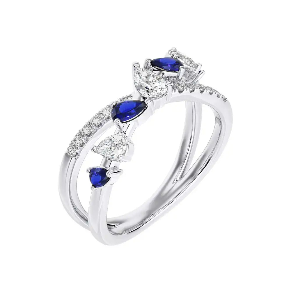 3/4 CTW Fancy Diamonds Multi Shape Criss Cross Ring.