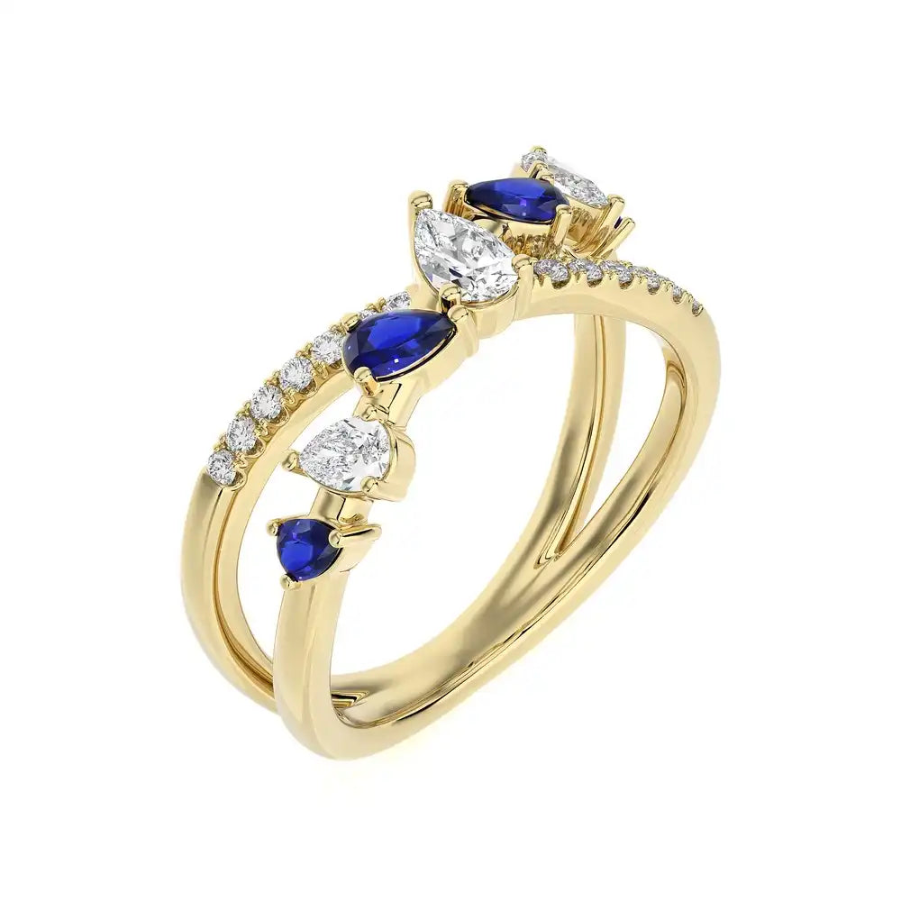 3/4 CTW Fancy Diamonds Multi Shape Criss Cross Ring.