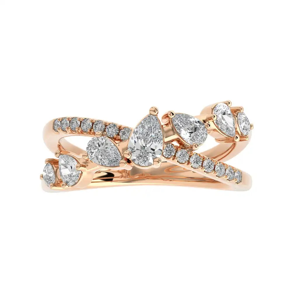 3/4 CTW Fancy Diamonds Multi Shape Criss Cross Ring.