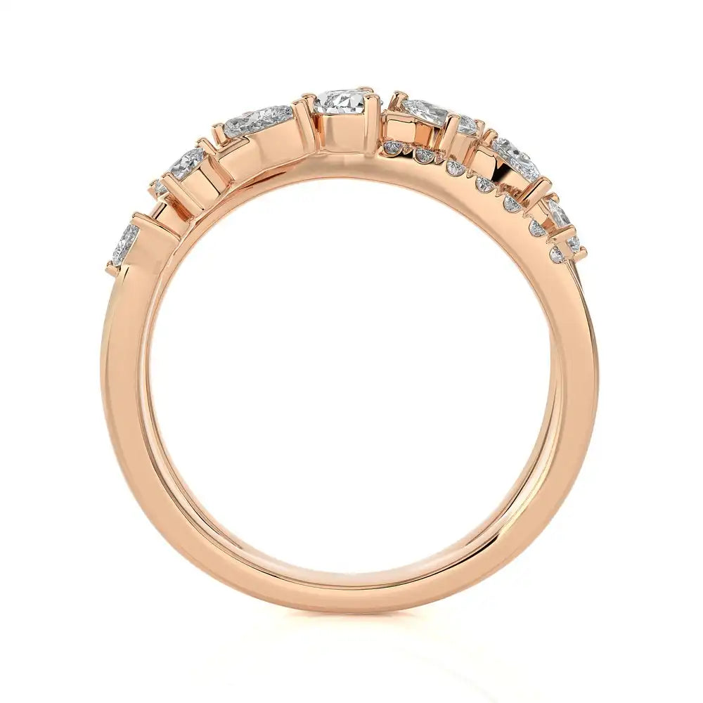 3/4 CTW Fancy Diamonds Multi Shape Criss Cross Ring.