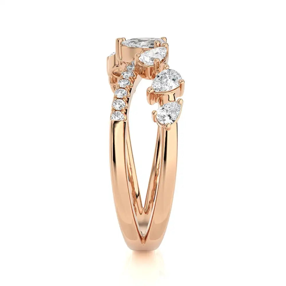 3/4 CTW Fancy Diamonds Multi Shape Criss Cross Ring.