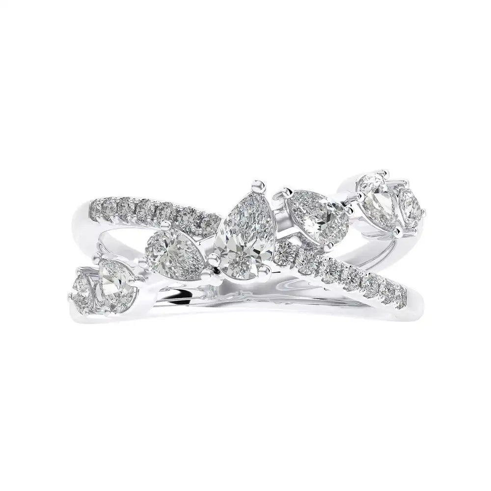 3/4 CTW Fancy Diamonds Multi Shape Criss Cross Ring.