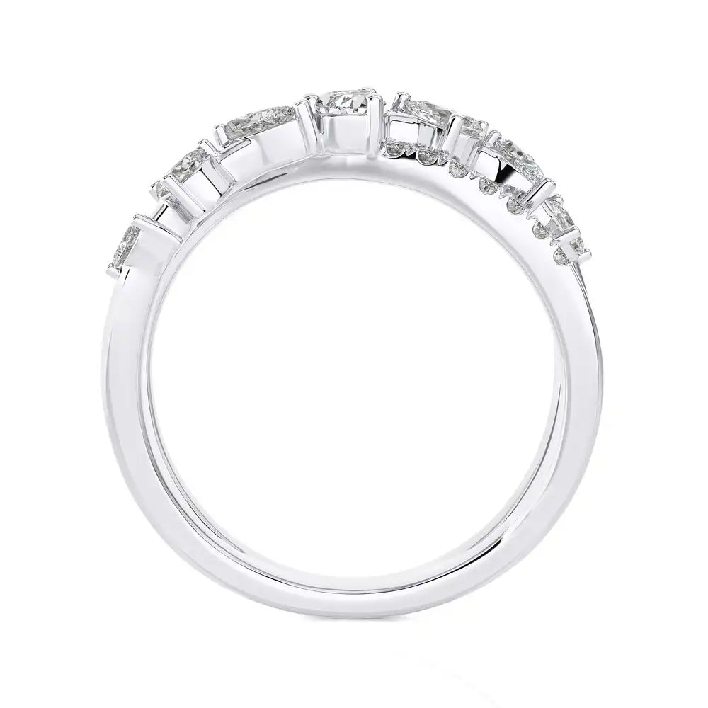 3/4 CTW Fancy Diamonds Multi Shape Criss Cross Ring.