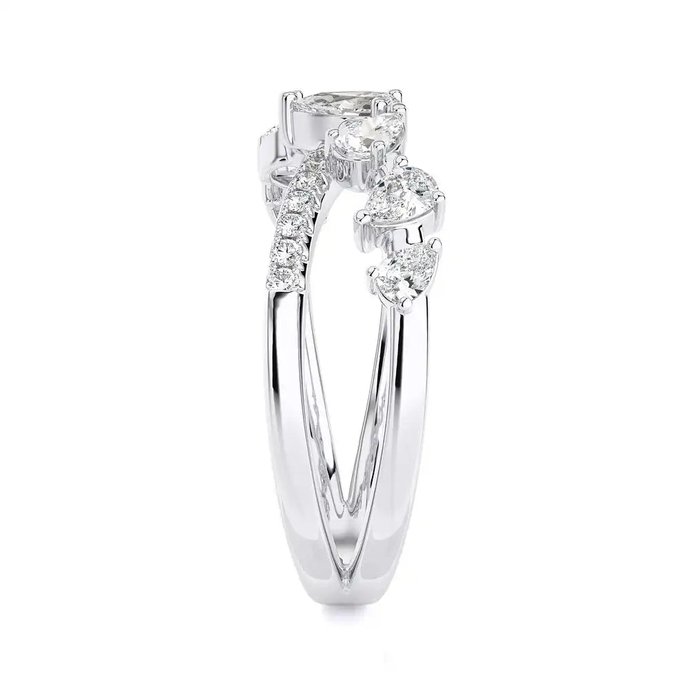 3/4 CTW Fancy Diamonds Multi Shape Criss Cross Ring.