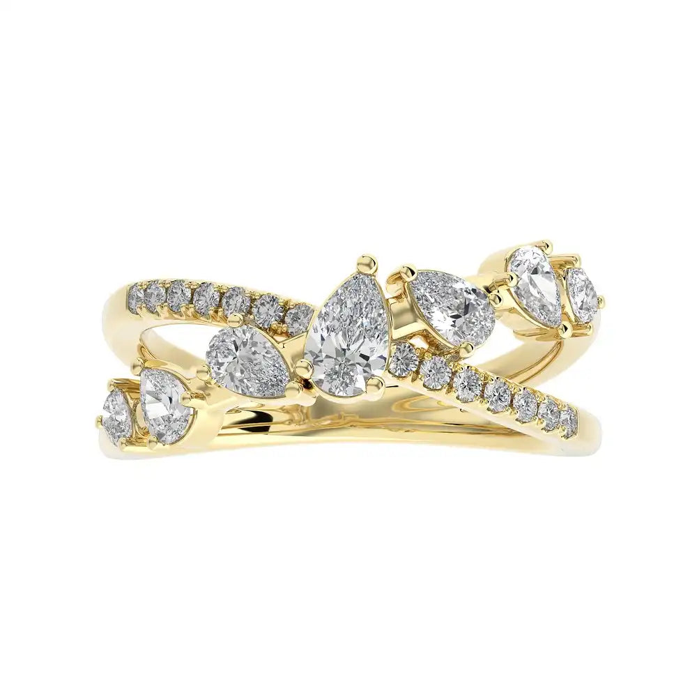 3/4 CTW Fancy Diamonds Multi Shape Criss Cross Ring.