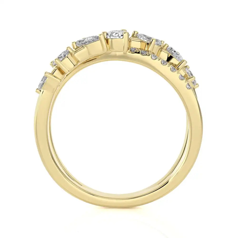 3/4 CTW Fancy Diamonds Multi Shape Criss Cross Ring.