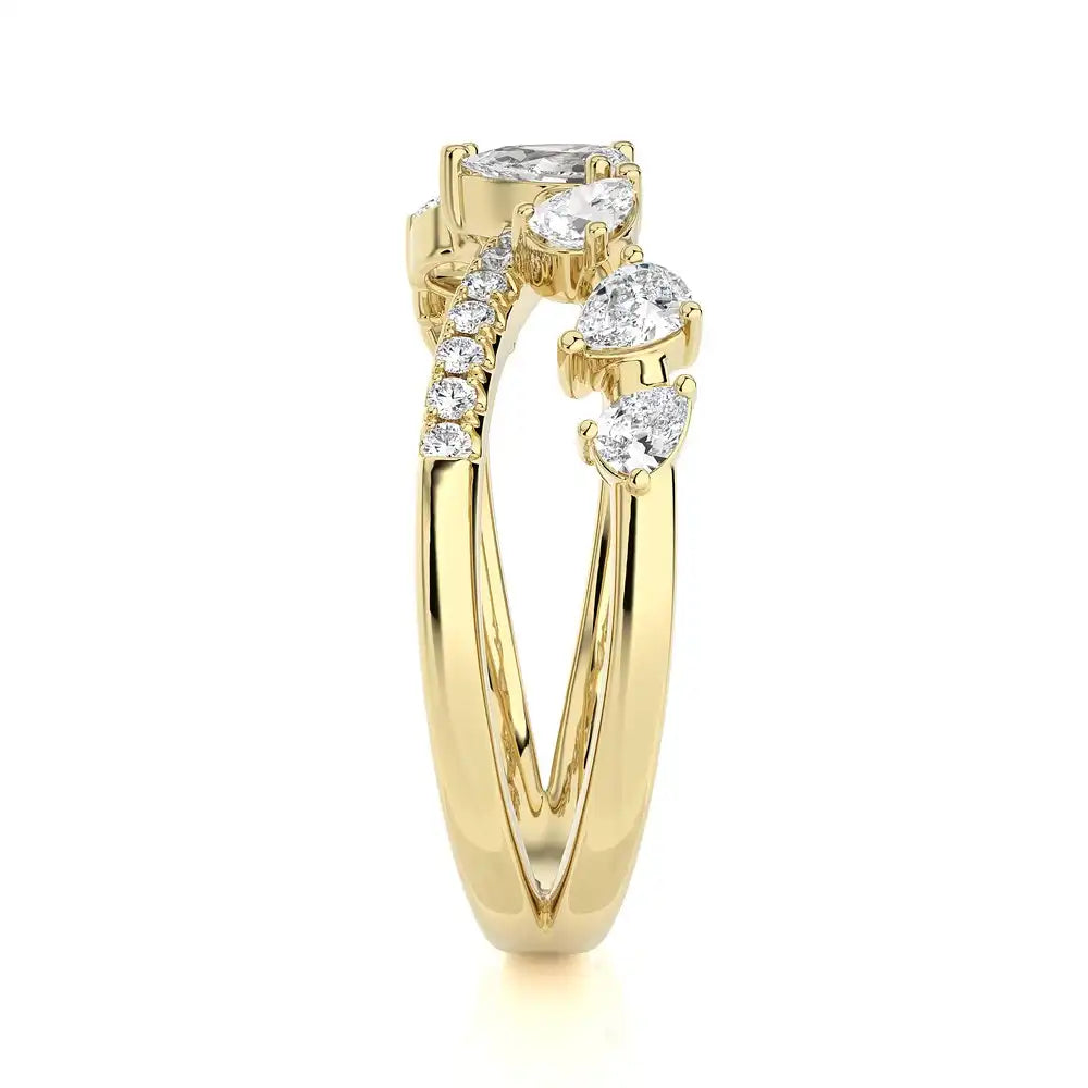 3/4 CTW Fancy Diamonds Multi Shape Criss Cross Ring.