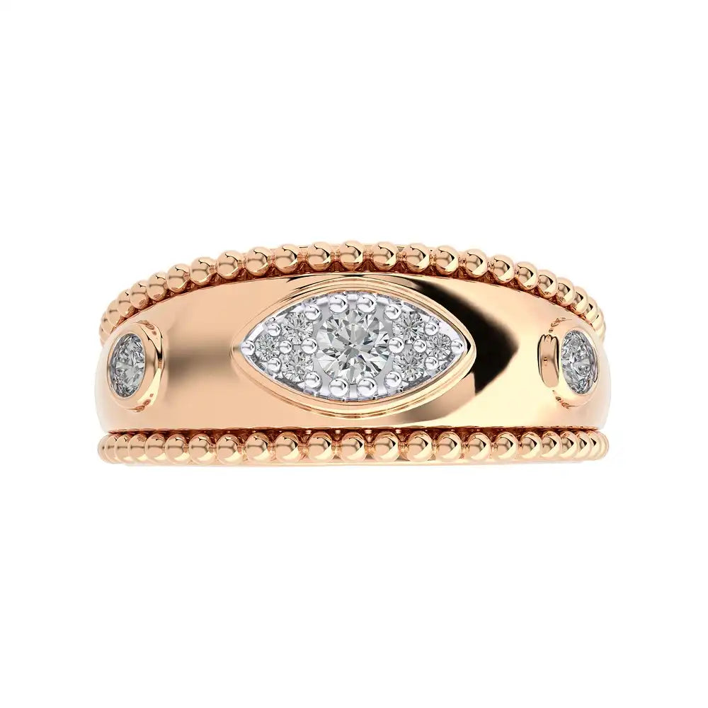 1/4 CTW Encanto Wide Band Shiny Gold & Diamond Ring