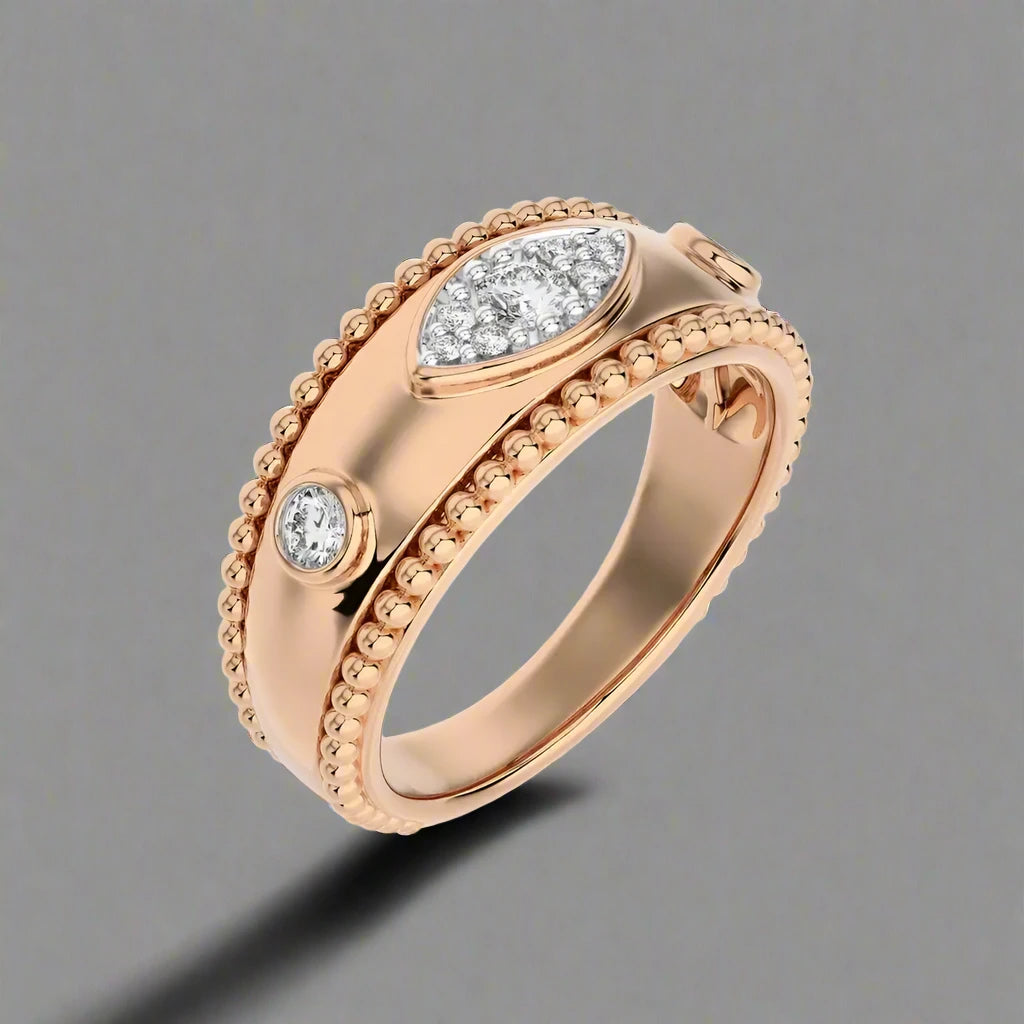 1/4 CTW Encanto Wide Band Shiny Gold & Diamond Ring