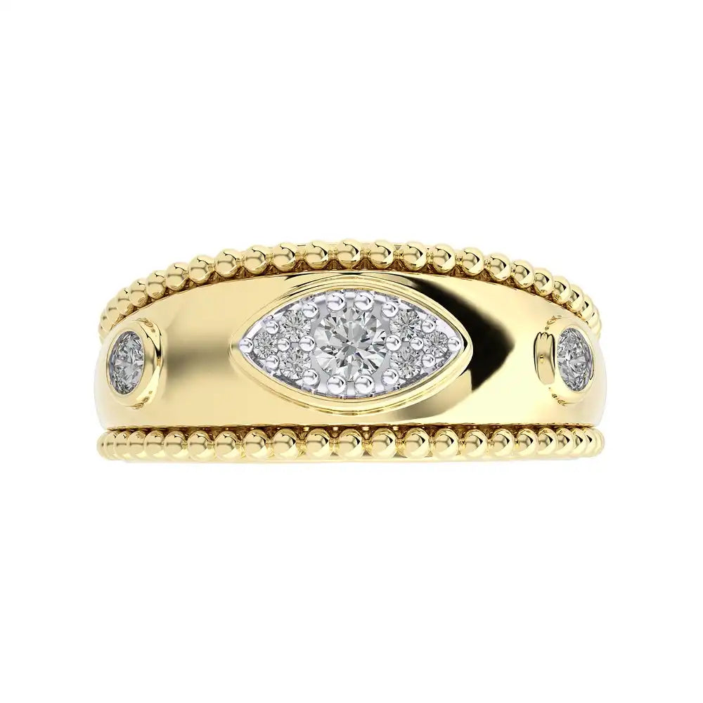 1/4 CTW Encanto Wide Band Shiny Gold & Diamond Ring