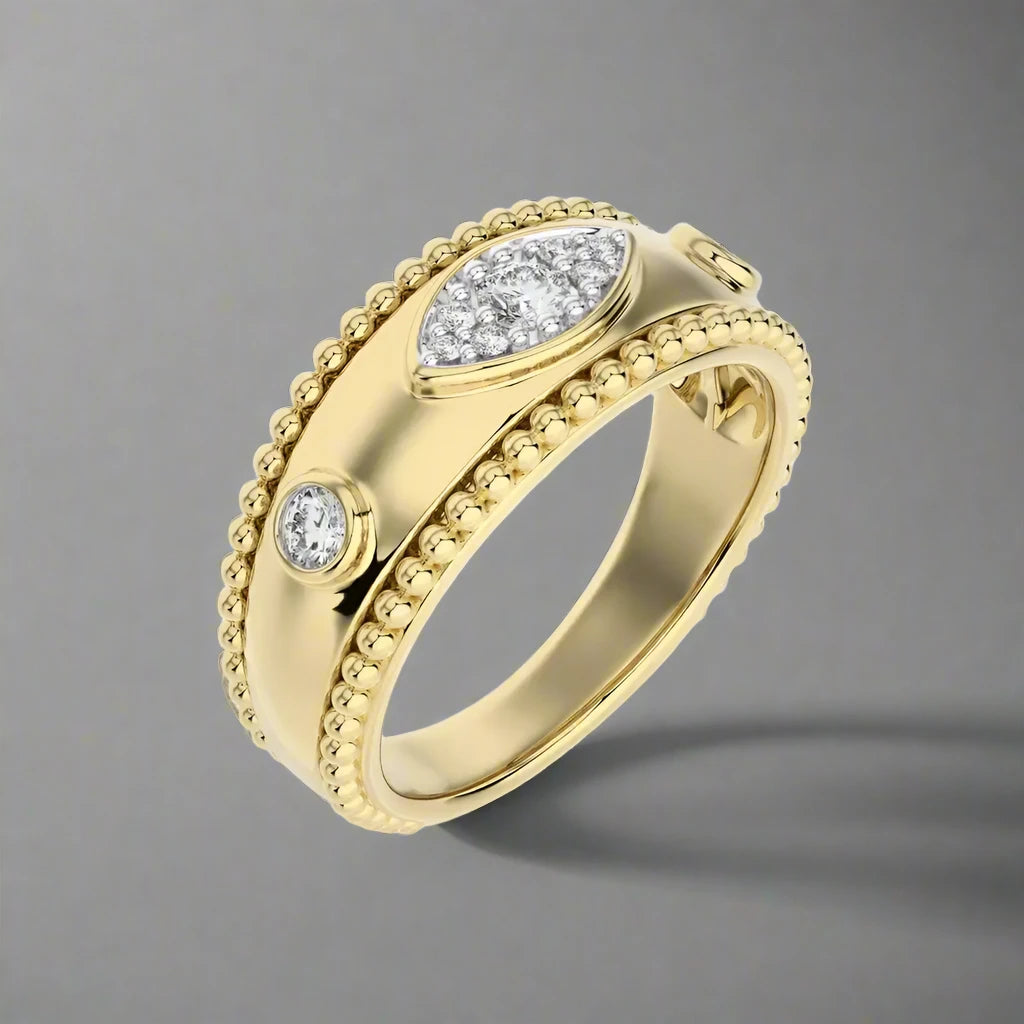 1/4 CTW Encanto Wide Band Shiny Gold & Diamond Ring