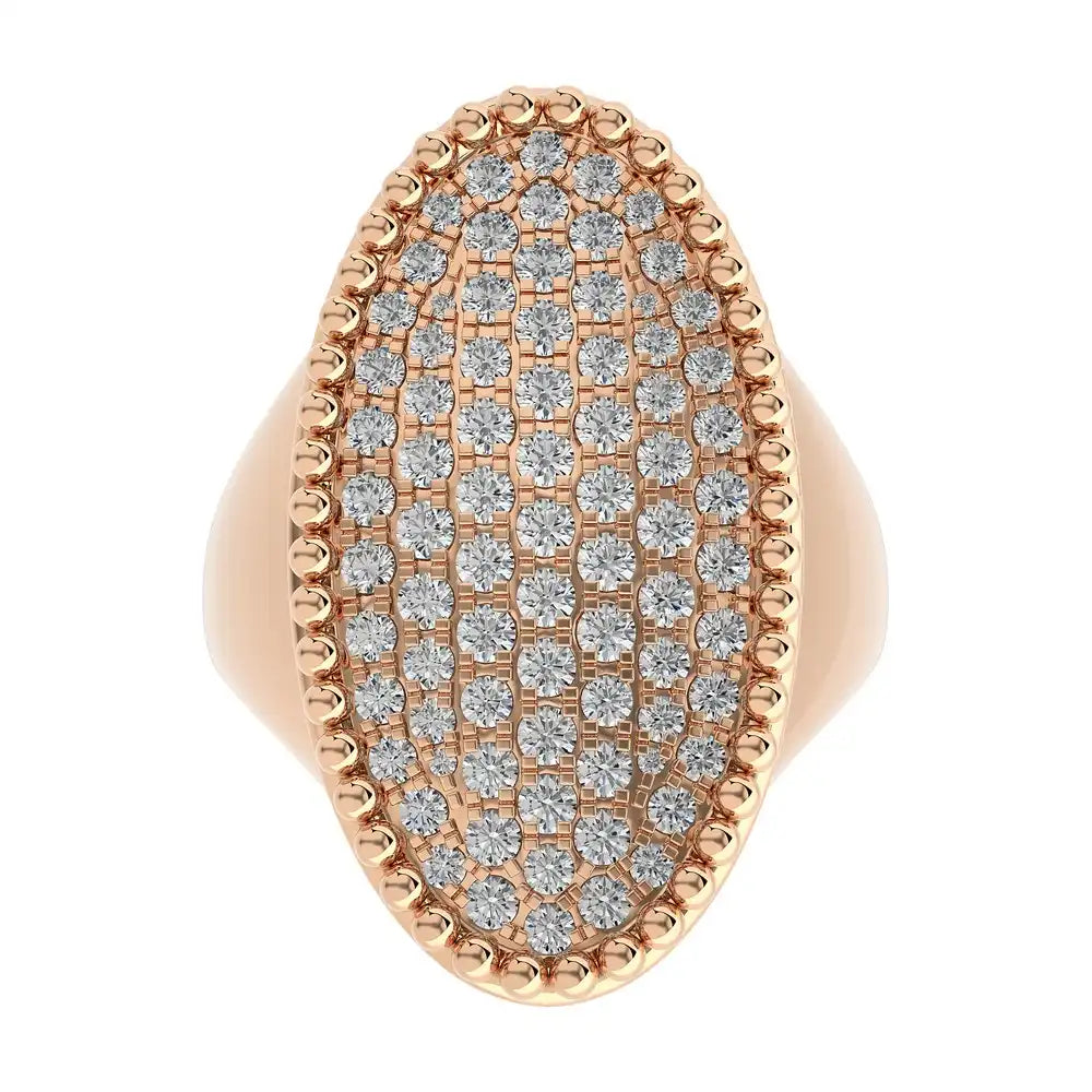 1-1/8 CTW Oval Micro-pave Statement Ring.