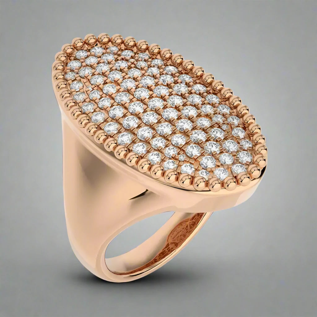 1-1/8 CTW Oval Micro-pave Statement Ring.