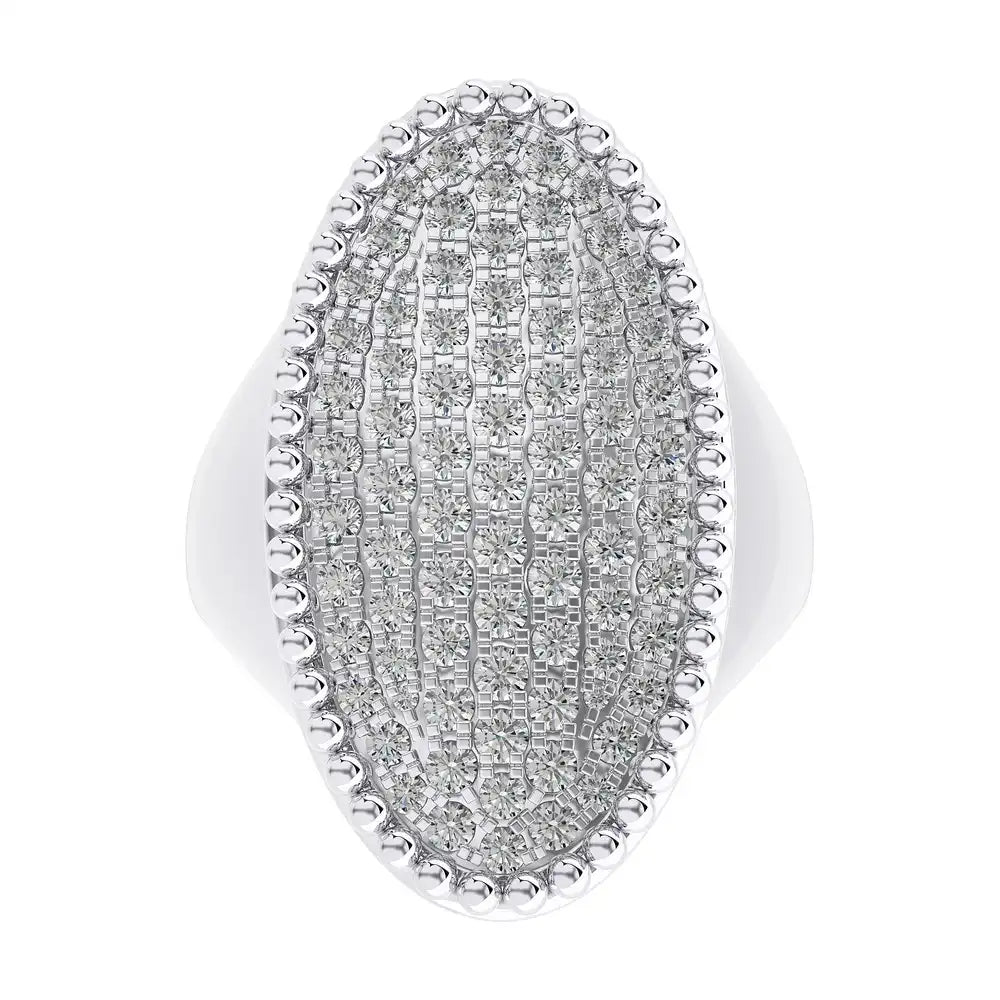 1-1/8 CTW Oval Micro-pave Statement Ring.