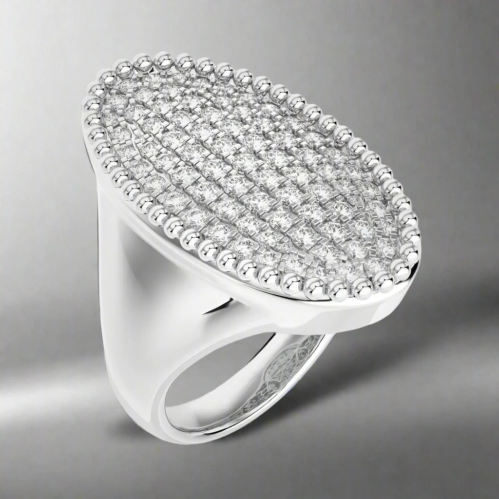 1-1/8 CTW Oval Micro-pave Statement Ring.