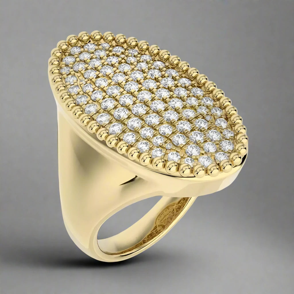 1-1/8 CTW Oval Micro-pave Statement Ring.