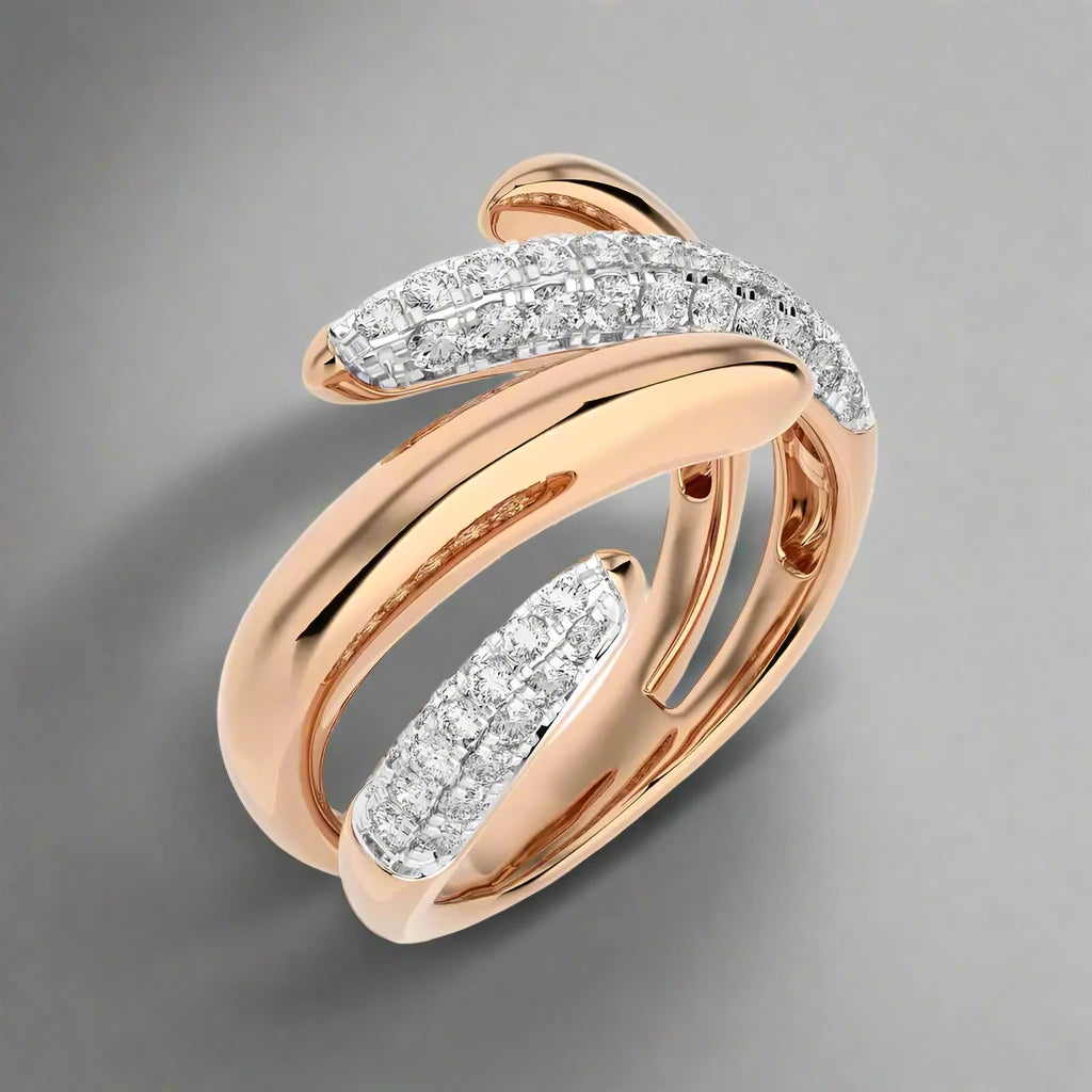 5/8 CTW Micro-Pave Diamonds Stylish Bypass Ring.