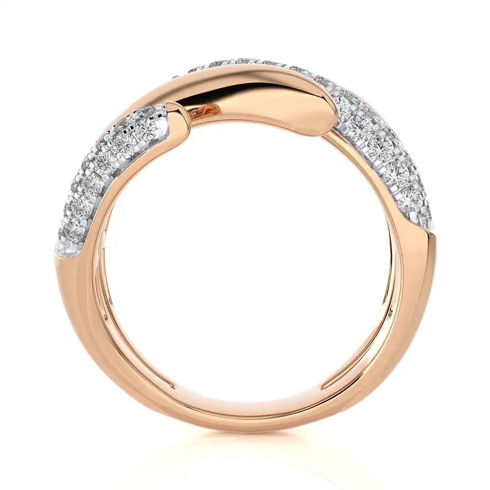 5/8 CTW Micro-Pave Diamonds Stylish Bypass Ring.