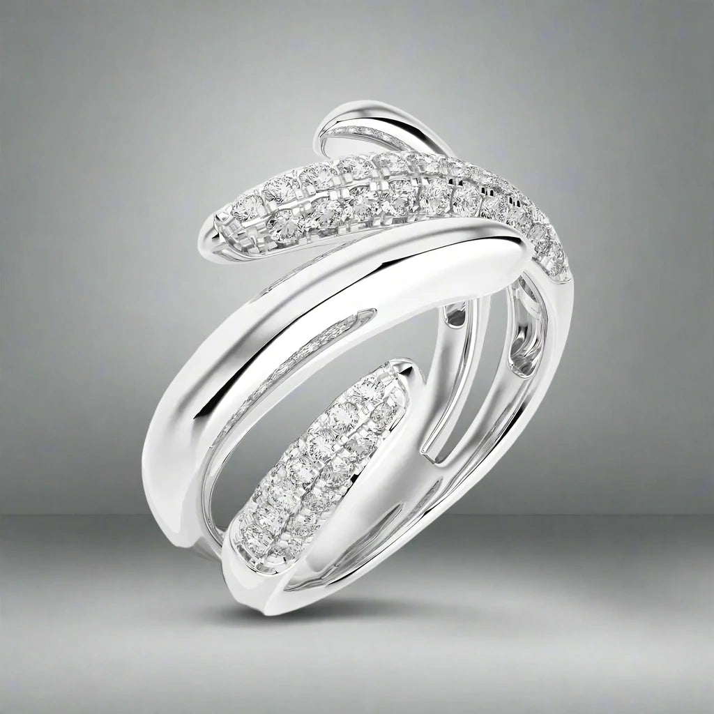 5/8 CTW Micro-Pave Diamonds Stylish Bypass Ring.