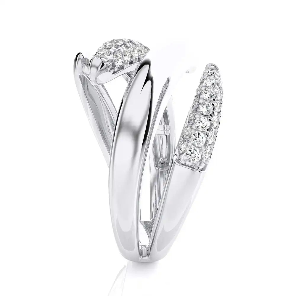 5/8 CTW Micro-Pave Diamonds Stylish Bypass Ring.